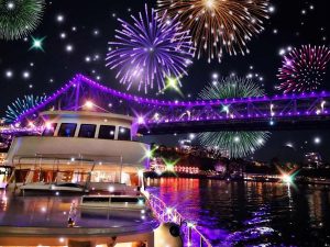 Fireworks with Baroness in foreground
